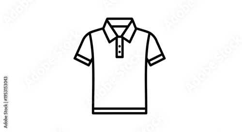 polo shirt outlined icon featuring a collared short-sleeve top on a white background ideal for fashion and casual wear concepts