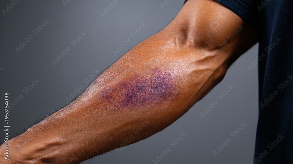 Fototapeta premium Close-up of Bruised Arm on Dark Background