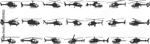 Collection of Helicopter Silhouettes aircraft aviation
