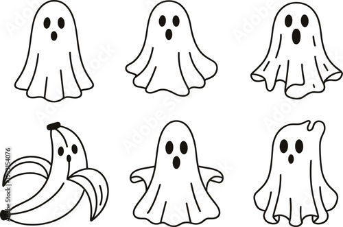 Ghost and Banana Illustrations vector