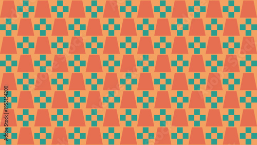 Retro Geometric Pattern with Crosses and Trapezoids