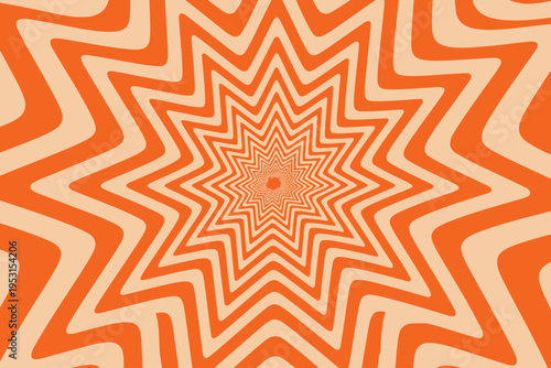 Orange and Beige Starburst Pattern Psychedelic Background Keywords: abstract, background