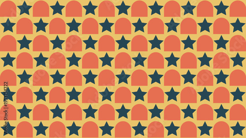 Retro Star and Archway Geometric Pattern