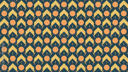 Seamless Geometric Pattern in Gold and Orange