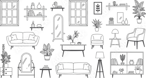 Outline Furniture And Home Decor Elements interior