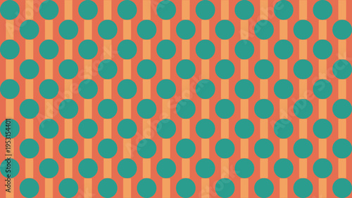 Retro Teal Dots on Orange Stripes Pattern