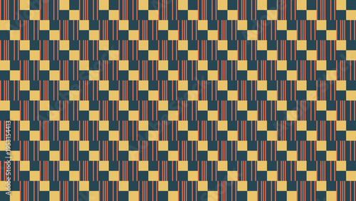 Abstract Geometric Pattern with Checks and Stripes
