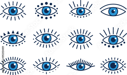 Stylized Blue Evil Eye Symbols protection amulet