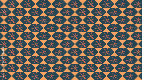 Abstract Floral Pattern Dark Blue and Orange Geometric Background