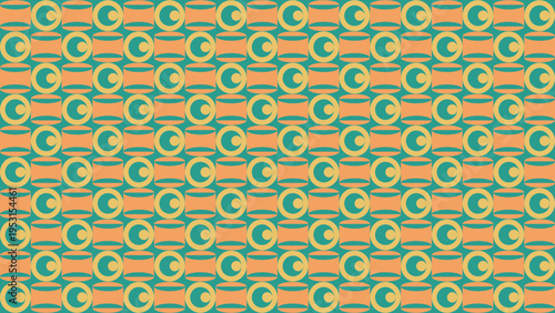 Abstract Geometric Pattern with Circles and Crescent Shapes