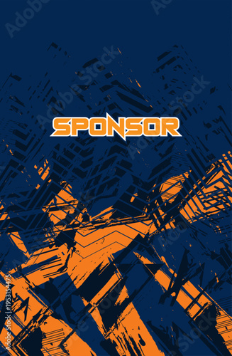 Creative blue and orange abstract background featuring paint stroke effects and energetic composition