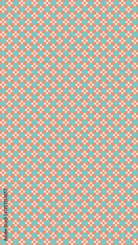 Retro Pixelated Teal and Coral Pattern vector background