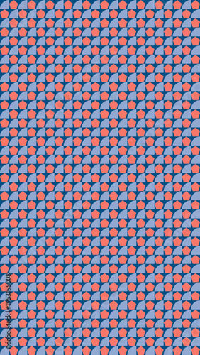 Abstract Geometric Pattern with Coral and Blue vector background