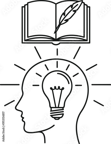 Illustration of learning and enlightenment through knowledge and ideas