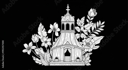 Ornate Temple Architecture Design.