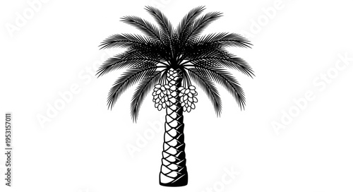 Palm Tree Illustration Black White.