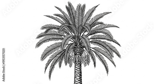 Palm Tree Illustration Black White.