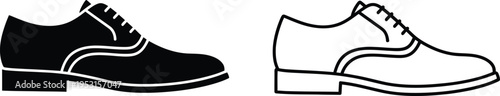 Mens Leather Shoe Icons Set Vector
