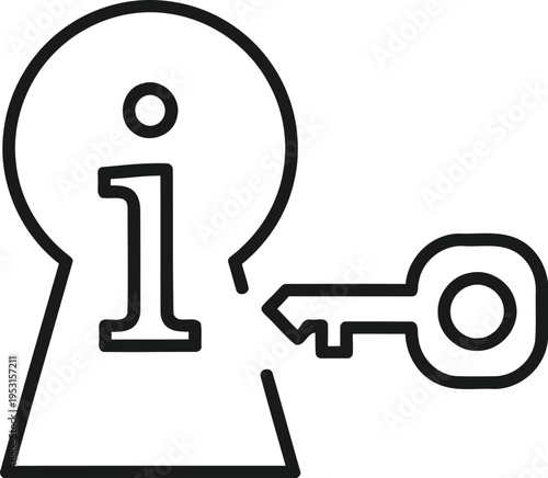 A keyhole with an 'i' symbol and a key illustration