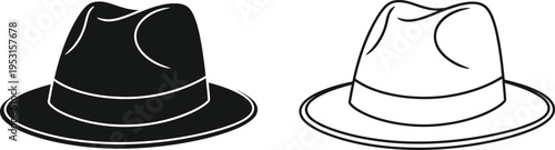 Fedora Hat Icon Set Vector Illustration Vector