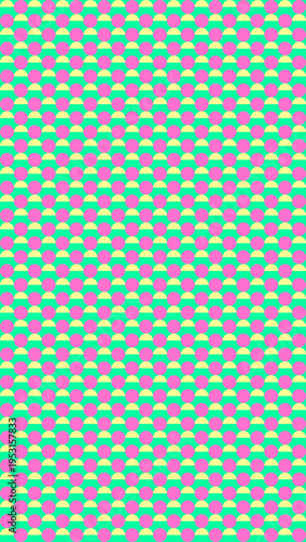 Retro Circle Pattern in Pink Green and Yellow