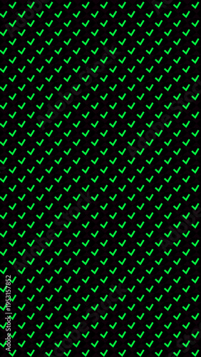 Green Check Mark Pattern On Black Background