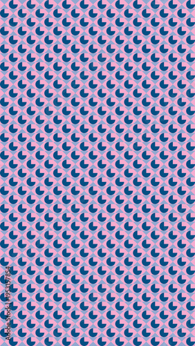 Seamless Abstract Pattern of Blue Crescent Shapes on Pink
