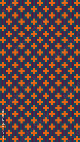 Orange Plus Pattern on Dark Purple Background