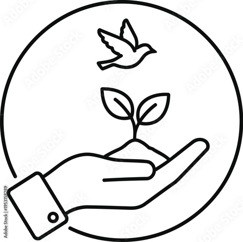 A hand gently cradling a sprout symbolizing growth and nurturing