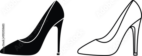 High Heel Shoes Icon Set Vector