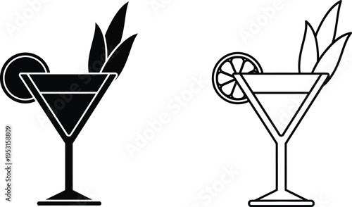Cocktail Drink Icon Set Vector