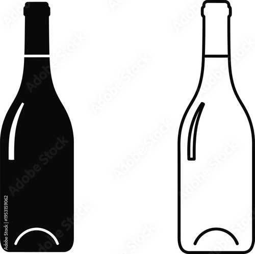 Wine Bottle Icon Set Vector Design Vector
