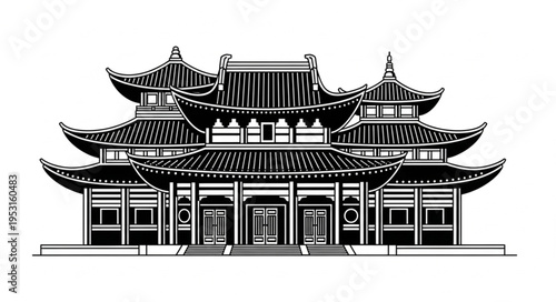 Traditional Chinese Pagoda Architecture Design.