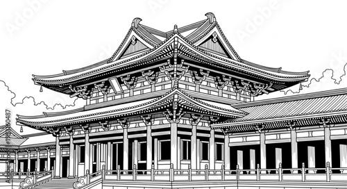 Traditional Asian Temple Architecture.