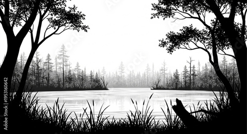 Trees and vegetation by water body.