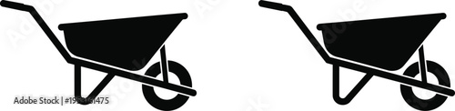 Wheelbarrow Icon Set Vector