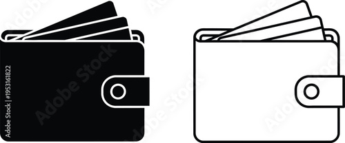 Wallet With Credit Cards Icon Set Vector