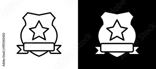 Police Badge whiteblack icon