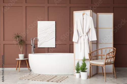 Interior of bathroom with f...