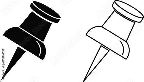 Push Pin Icon Set Vector