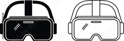 VR Headset Virtual Reality Icon Set Vector