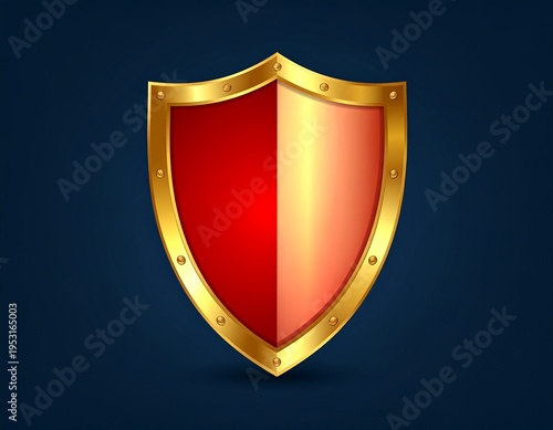 Glossy shield with gold trim and dual red/orange gradient halves Free Download Glossy shield with gold trim and dual red/orange gradient halves - GFXLoad