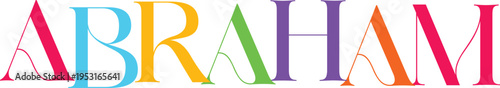 Abraham name text in colorful letters on transparent background, typography design