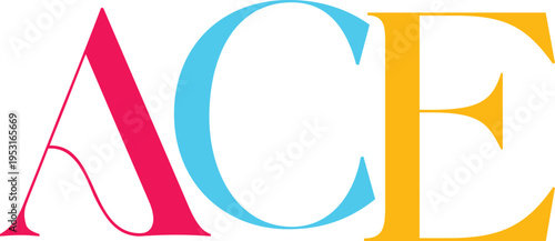 Ace name text in colorful letters on transparent background, typography design