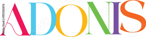 Adonis colorful typographic letter style design on transparent background