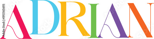 Adrian colorful typographic letter style design on transparent background
