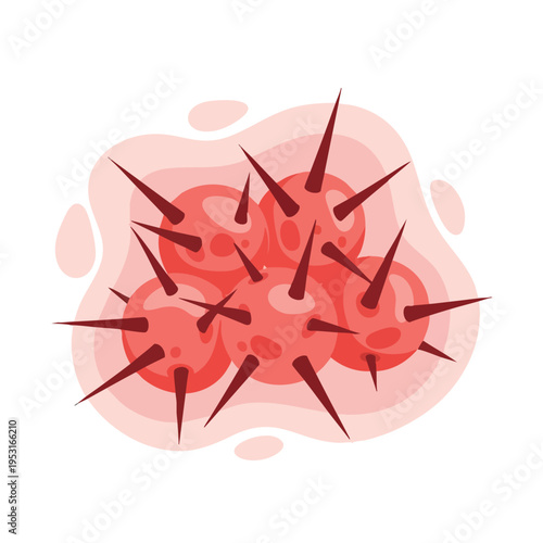 Spiky Virus Cells Illustration. Microscopic Pathogen Graphic. Disease Germs Concept for Medical Science.