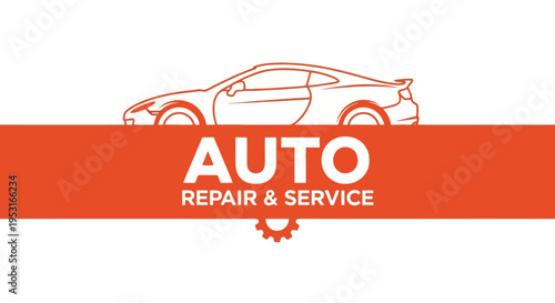 Automotive Repair and Service Business Card Design with Car Outline.
