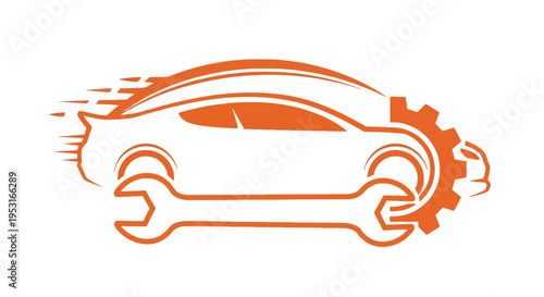Car Repair Service Logo with Wrench and Gear.