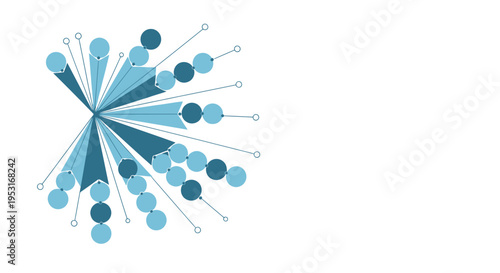 Abstract geometric explosion of blue and teal shapes.